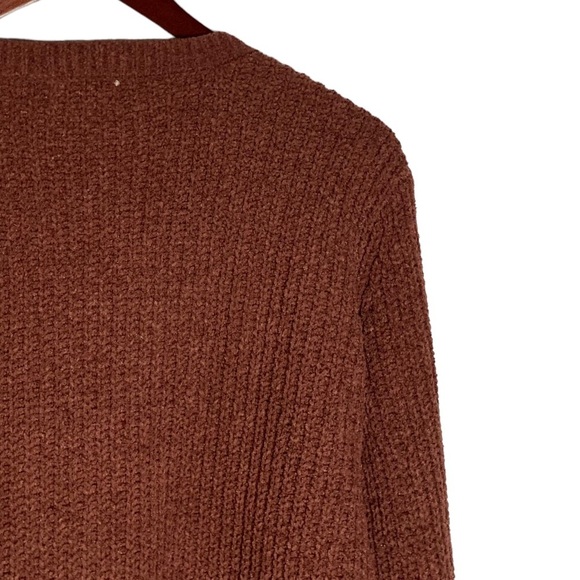 So Brown Oversized Knit Long Sleeve Sweater Split High Low Hi Lo Hem V Neck XS - Picture 10 of 15